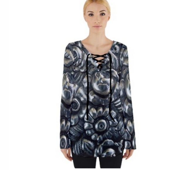 Antique Obsessions Tops - Floral Tiffany Tunic Shirt Blouse Boho Flowers Size Medium Large Cottagecore